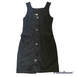 NWT ZARA LITTLE BLACK SLEEVELESS DRESS WITH JEWELED BUTTONS SIZE LARGE